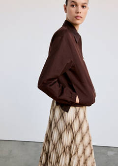 Checked pleated skirt — Brown 1