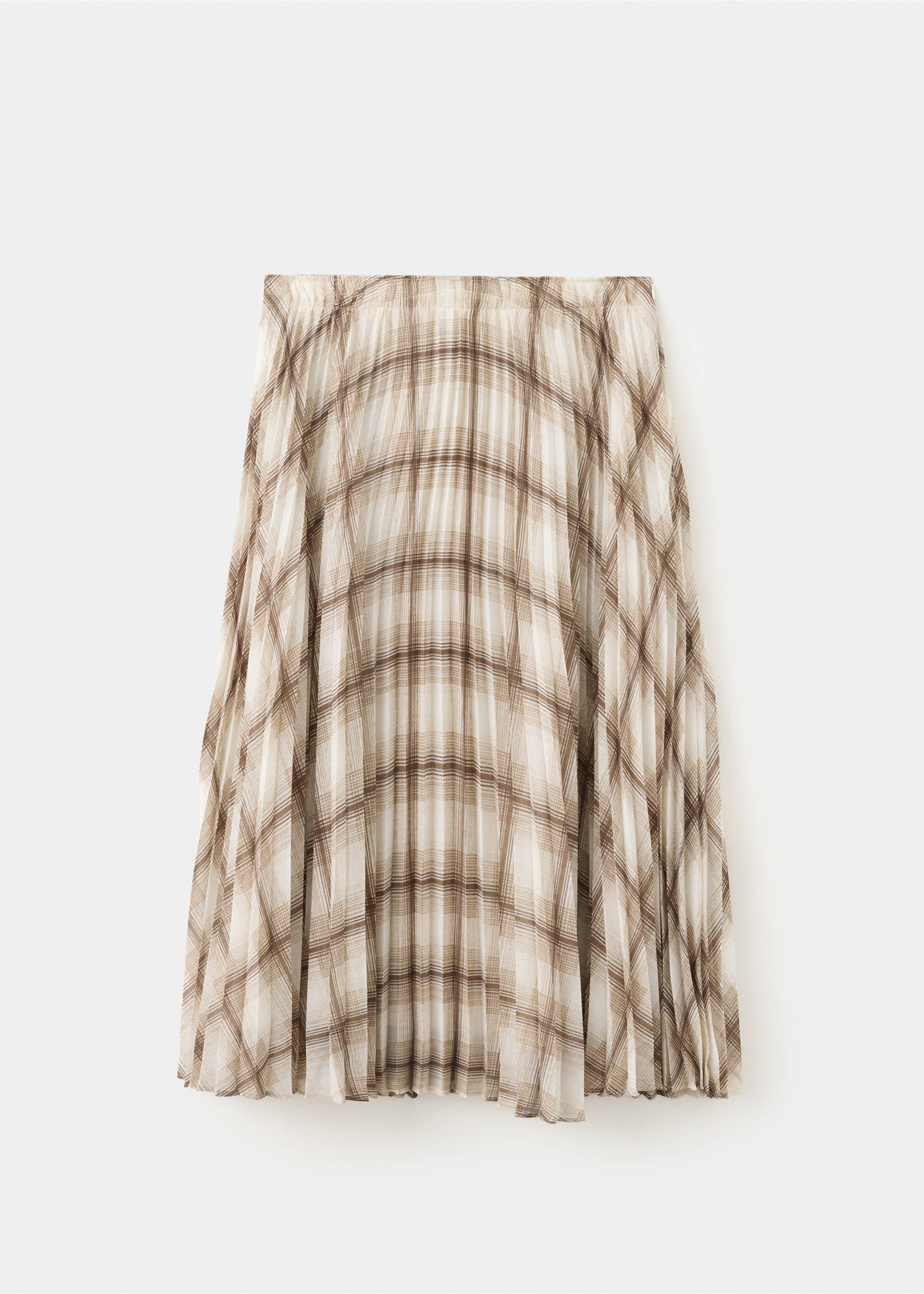Checked pleated skirt - Article without model, Brown. Ref: 37095860-00.