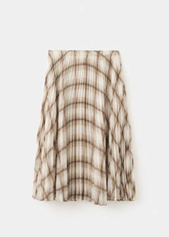 Checked pleated skirt — Brown 5