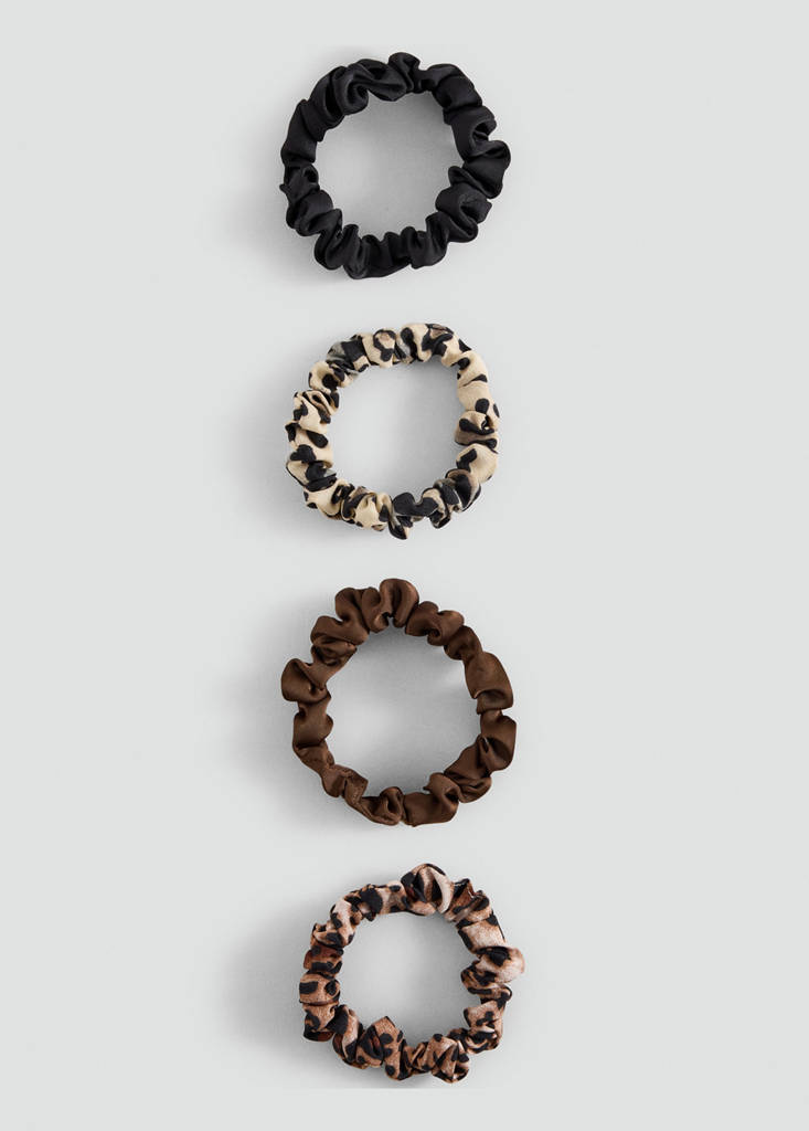Pack of 4 matching hair ties — Brown