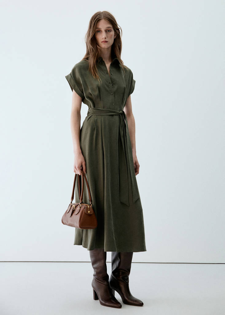 Modal shirt dress — Khaki