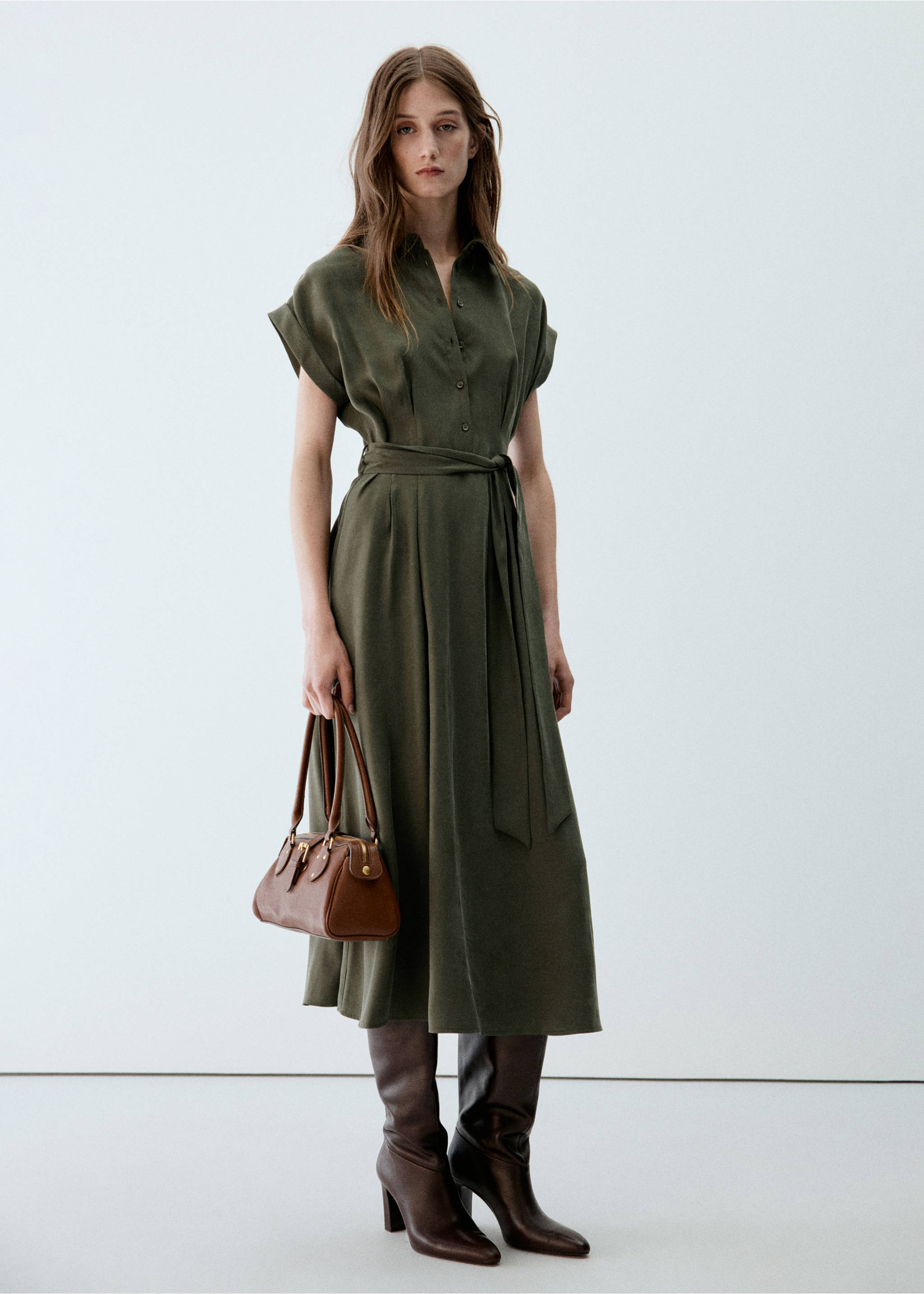 Modal shirt dress - General plane, Khaki. Ref: 37095862-00.