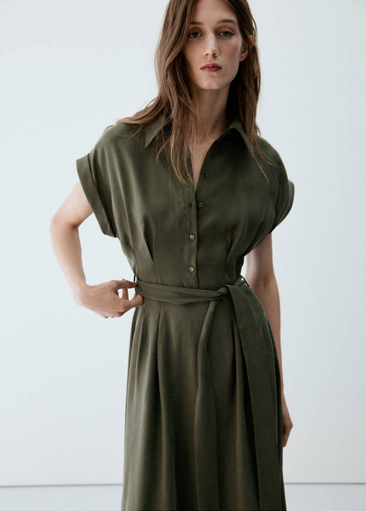 Modal shirt dress — Khaki