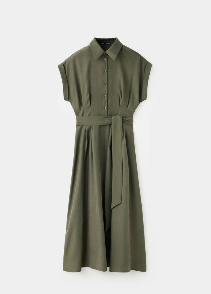 Modal shirt dress — Khaki