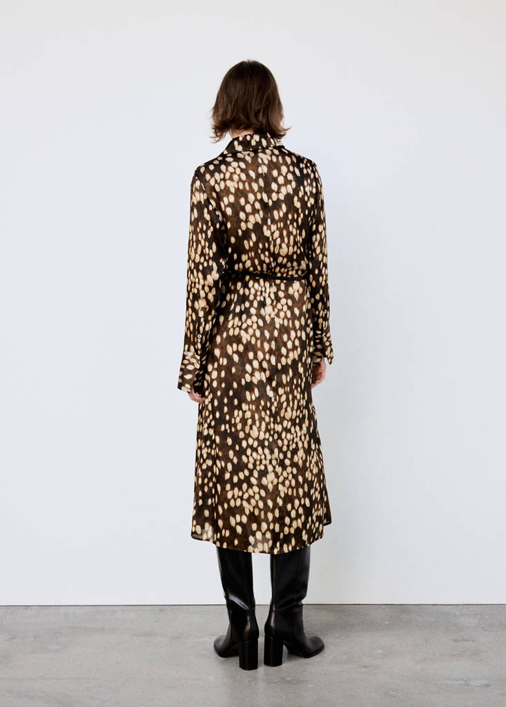Printed shirt dress — Brown