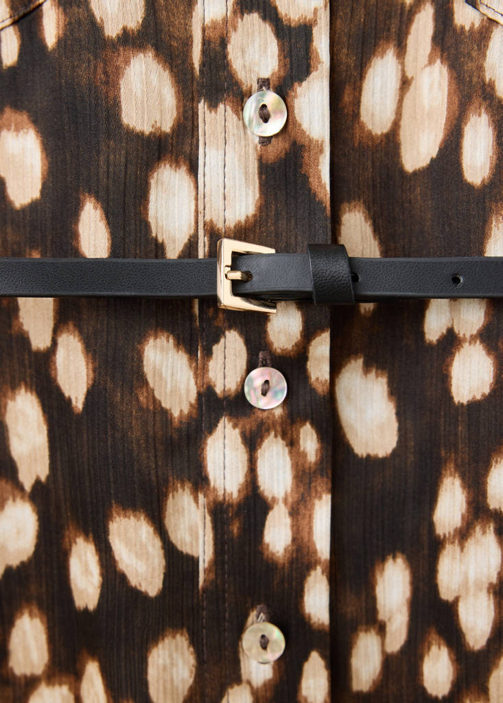 Printed shirt dress — Brown
