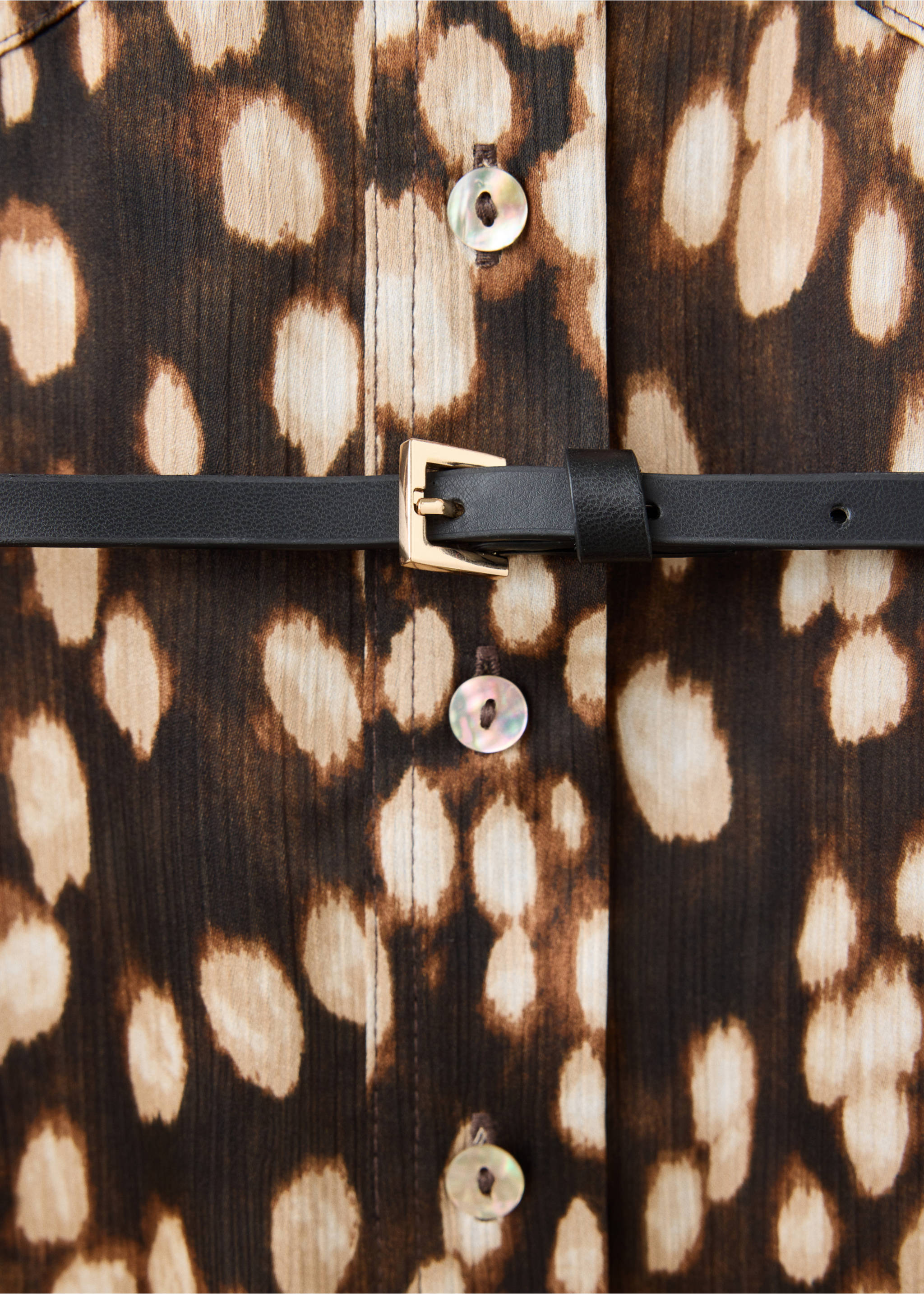 Printed shirt dress - Details of the article 8, Brown. Ref: 37095863-00.
