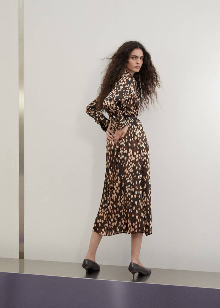 Printed shirt dress — Brown