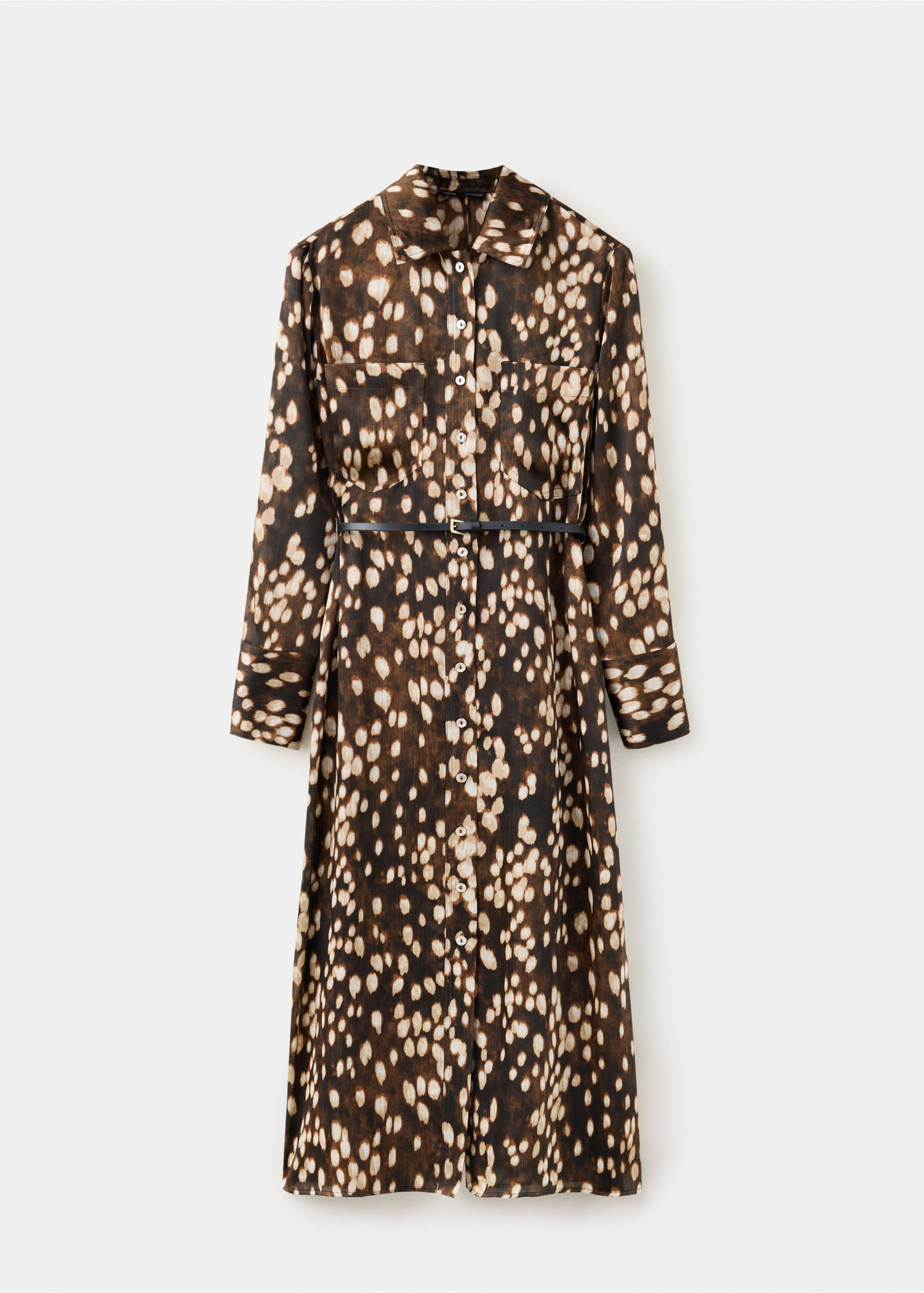 Printed shirt dress - Article without model, Brown. Ref: 37095863-00.