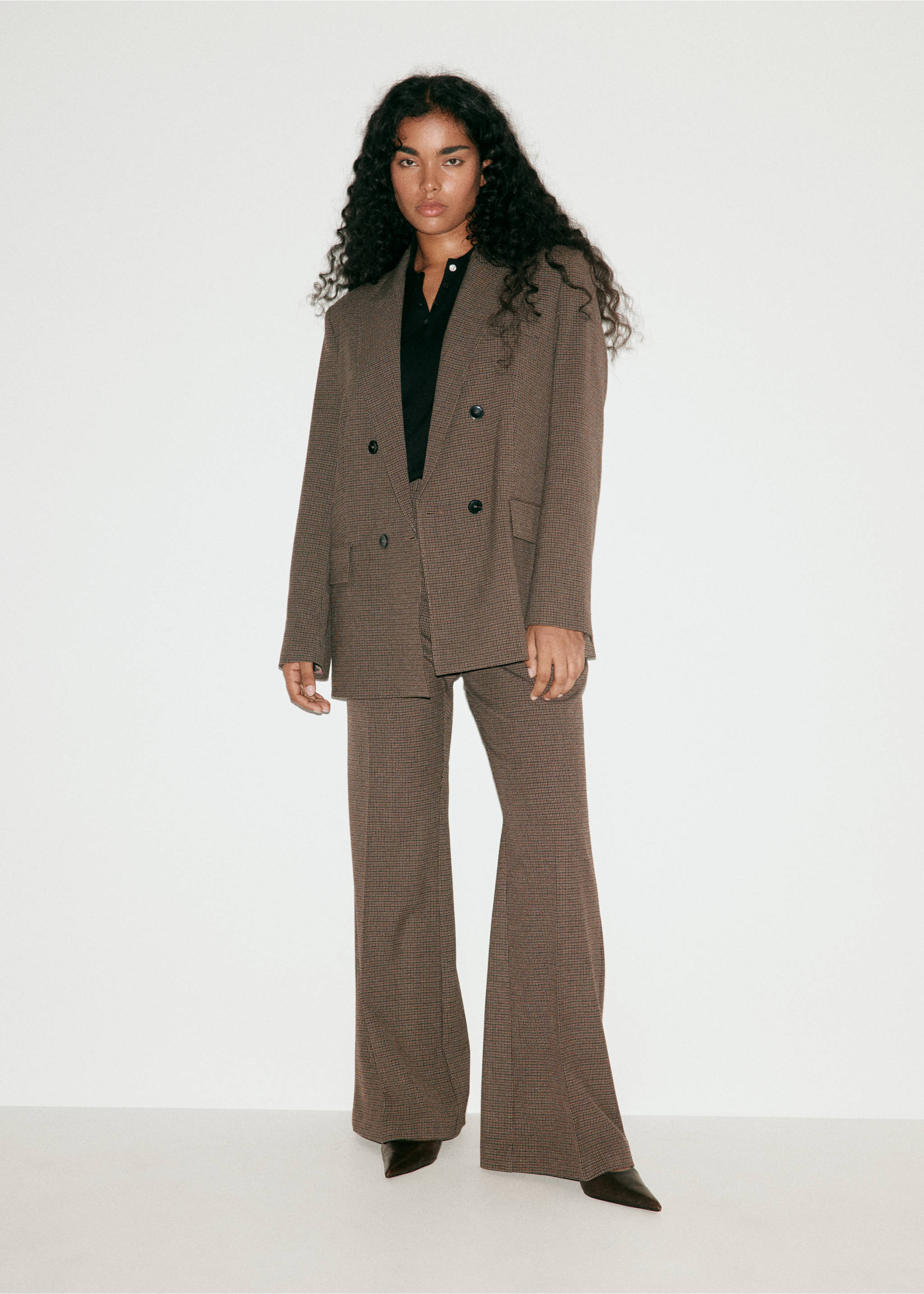 Pantalon de costume en pied-de-poule - Détail de l'article 5, Chocolat. Ref: 37095864-00.