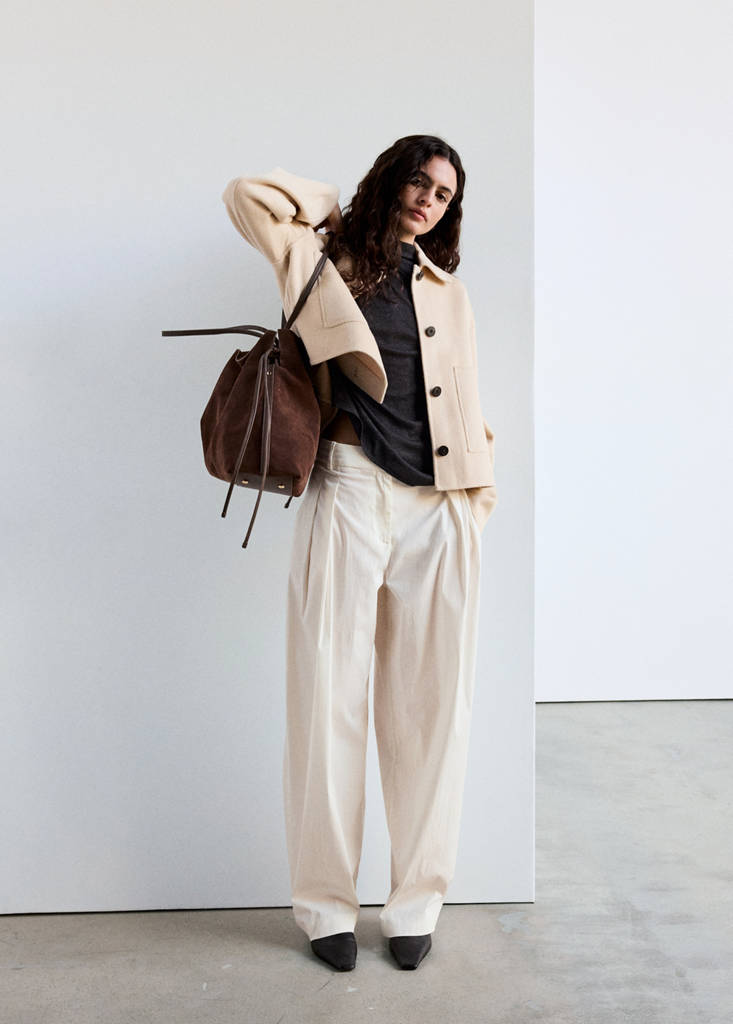 Short wool-blend jacket with patch pockets — Ecru