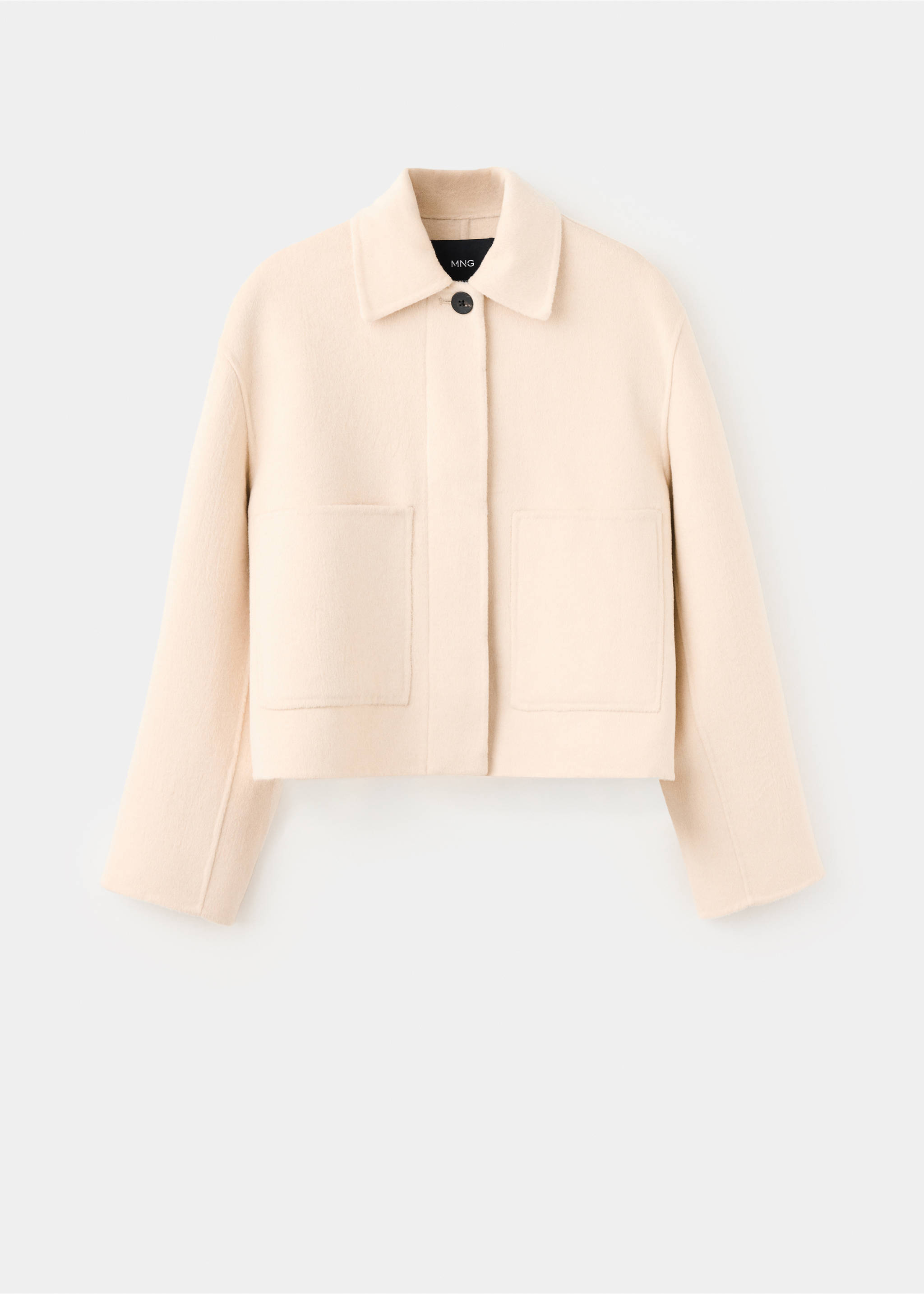 Cropped wool-blend jacket with patch pockets - Article without model, Ecru. Ref: 37095865-00.