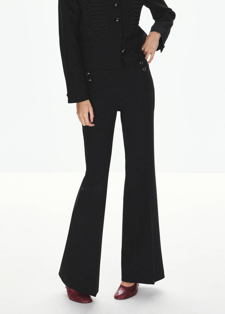Tailored trousers with frog fastening detail — Black