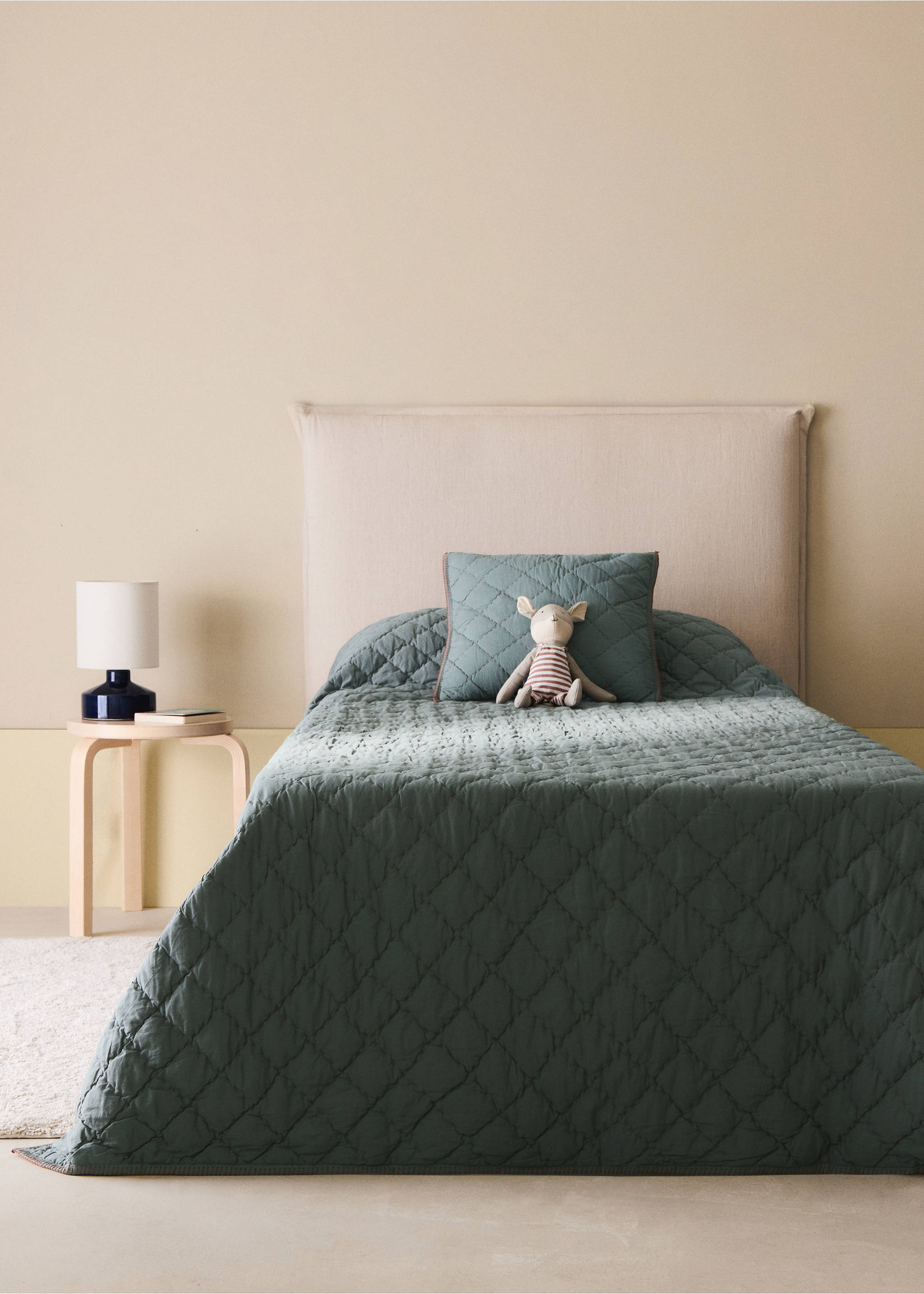 Children's duvet, 100% cotton, diamond pattern, for 90/105 cm bed - General plane, Forest Green. Ref: 37095871-00.