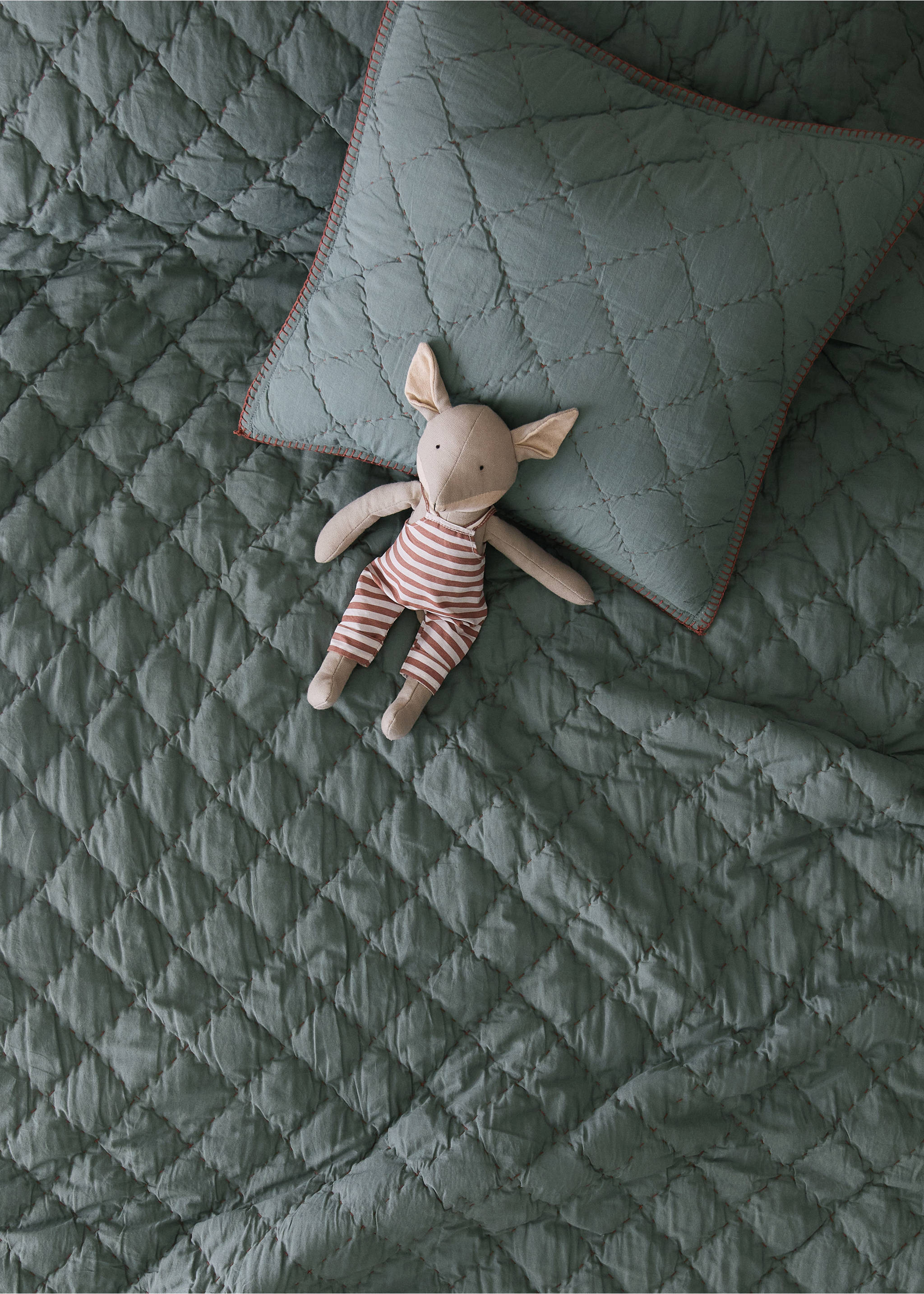 Children's duvet, 100% cotton, diamond pattern, for 90/105 cm bed - Details of the article 8, Forest Green. Ref: 37095871-00.