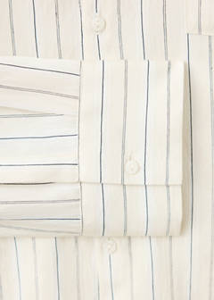 Striped shirt with stand-up collar — Beige 8