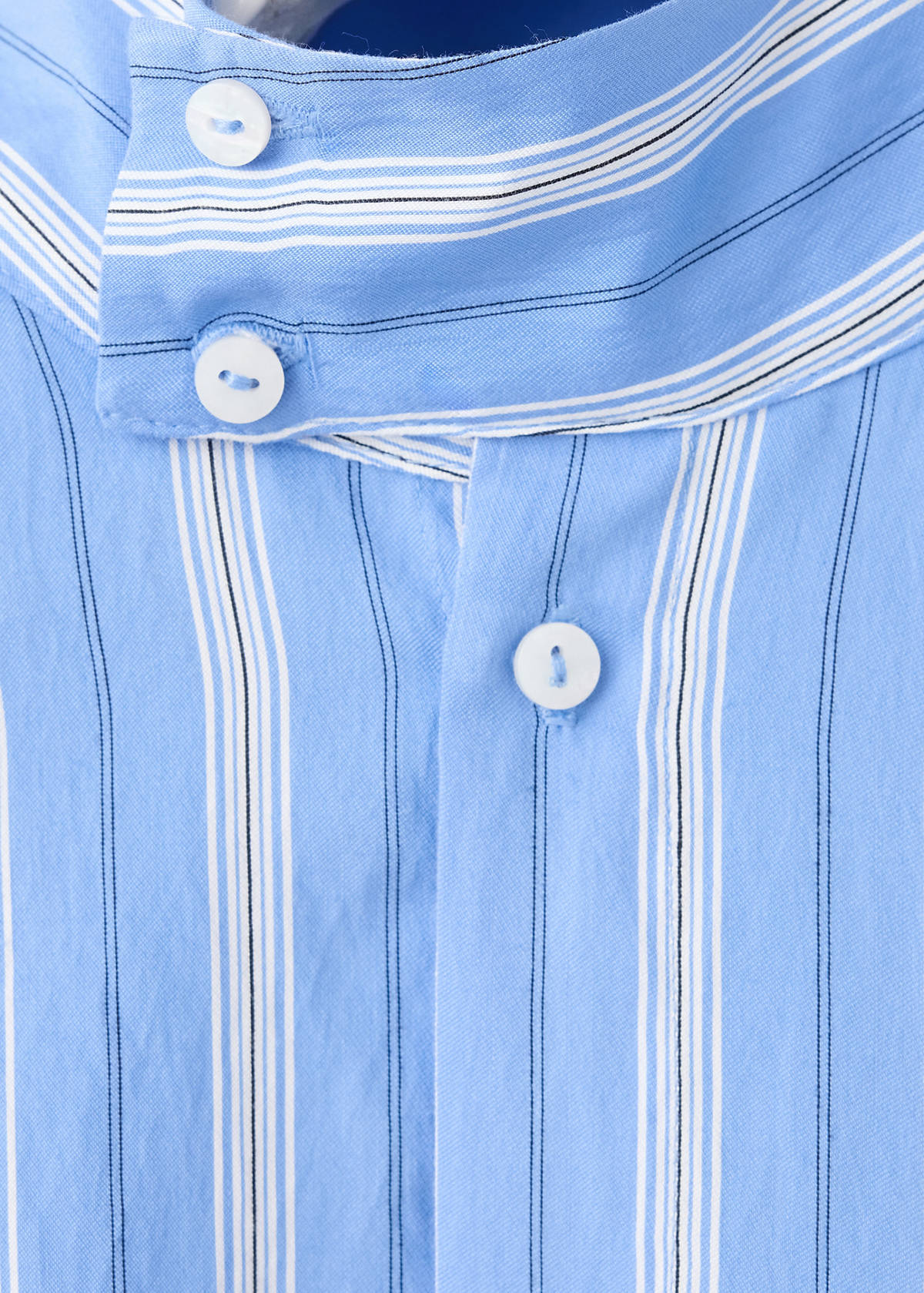 Striped shirt with stand-up collar — Blue