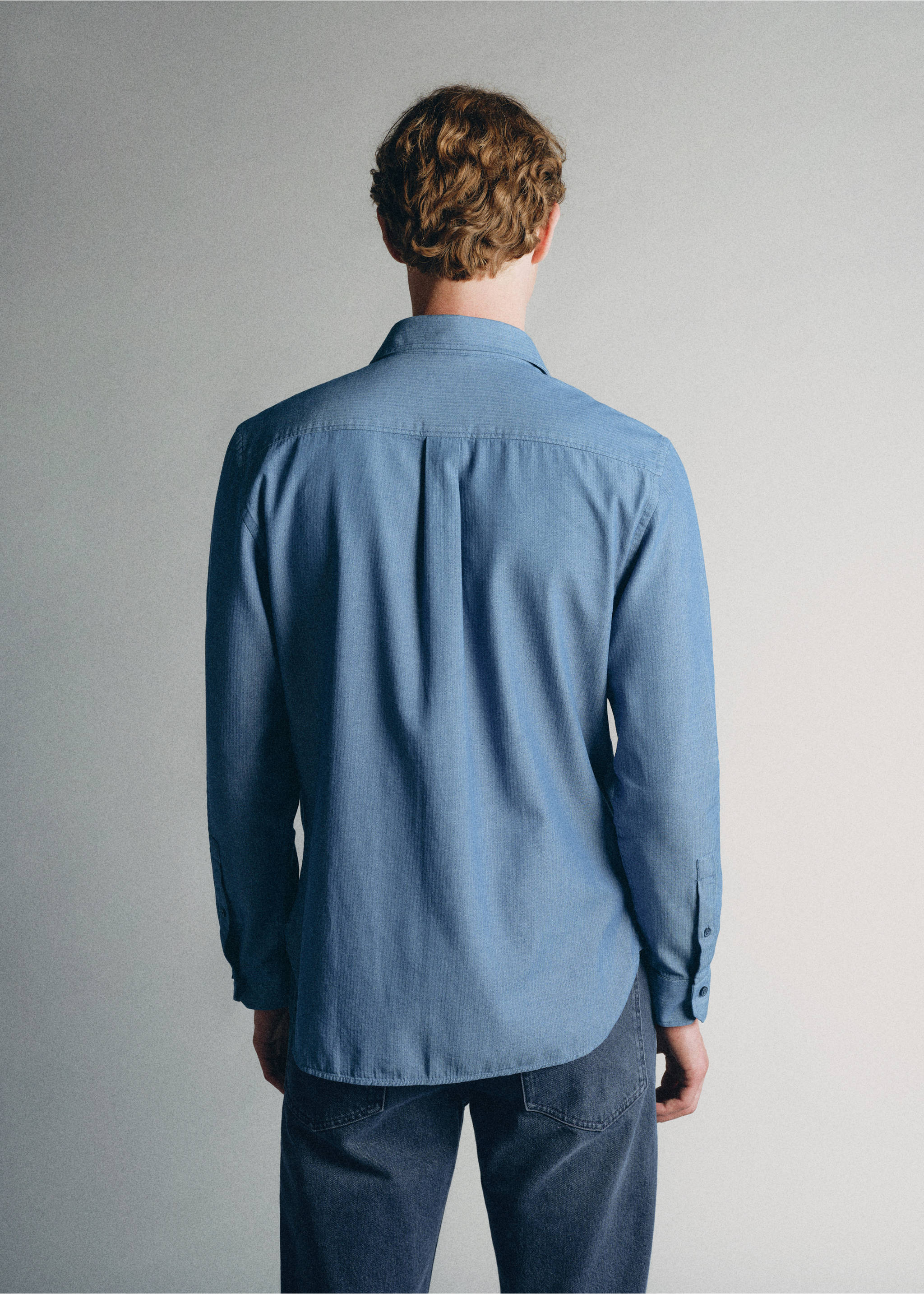 100% cotton denim shirt - Reverse of the article, Light Blue. Ref: 37095875-00.