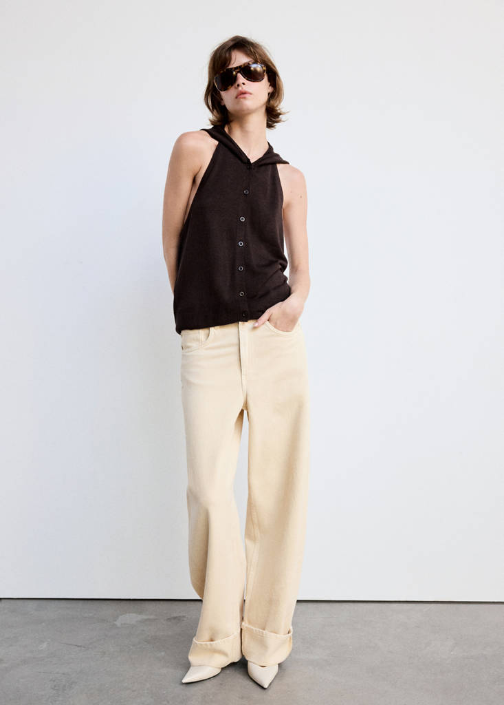 Halter-neck knit top — Brown