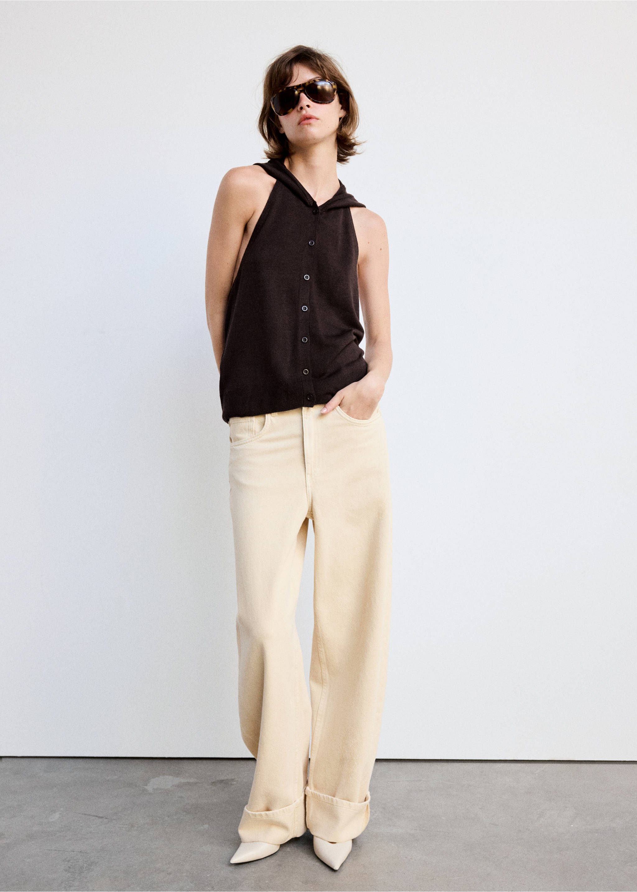 Halter-neck knit top - General plane, Brown. Ref: 37095877-00.