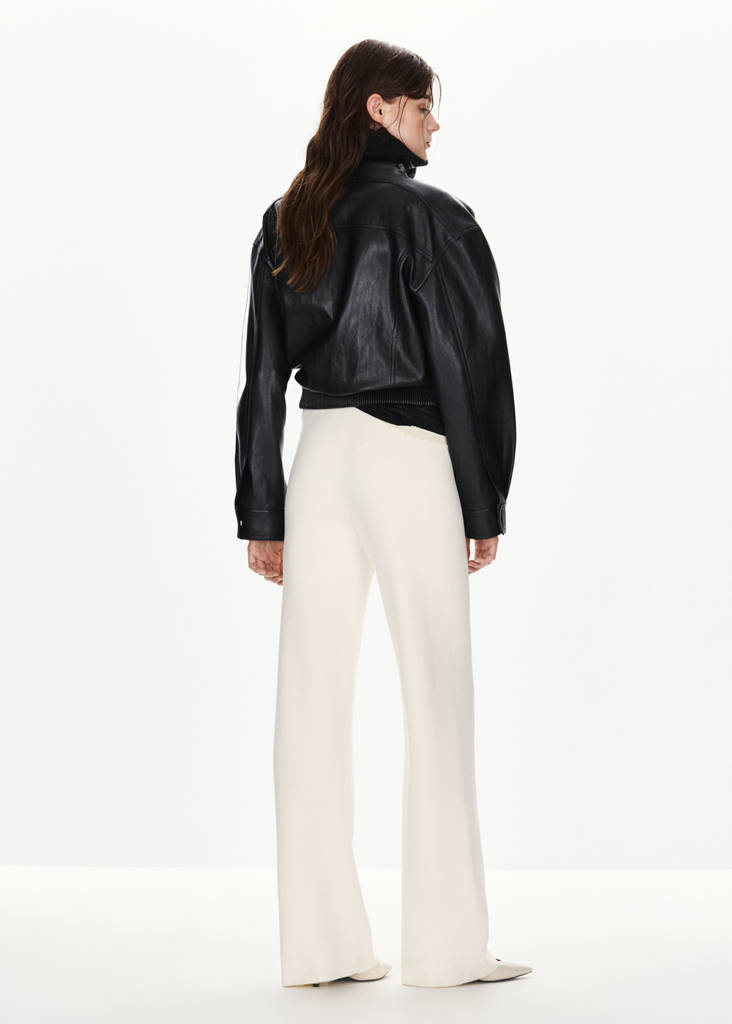 Fine-knit straight-fit trousers — Ecru
