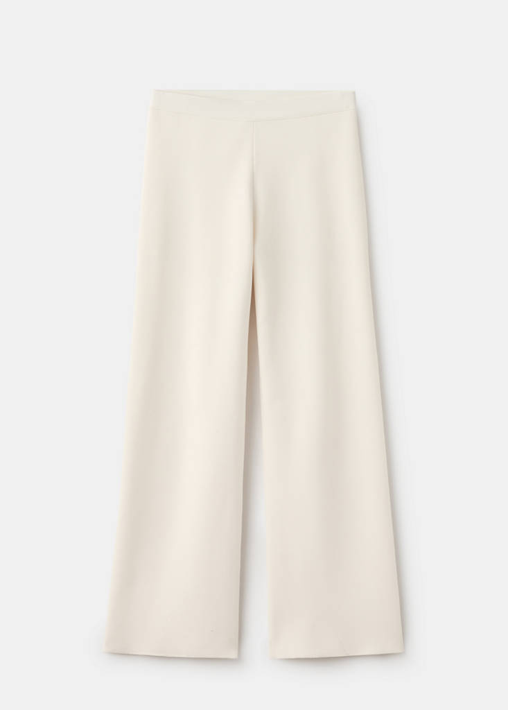 Fine-knit straight-fit trousers — Ecru