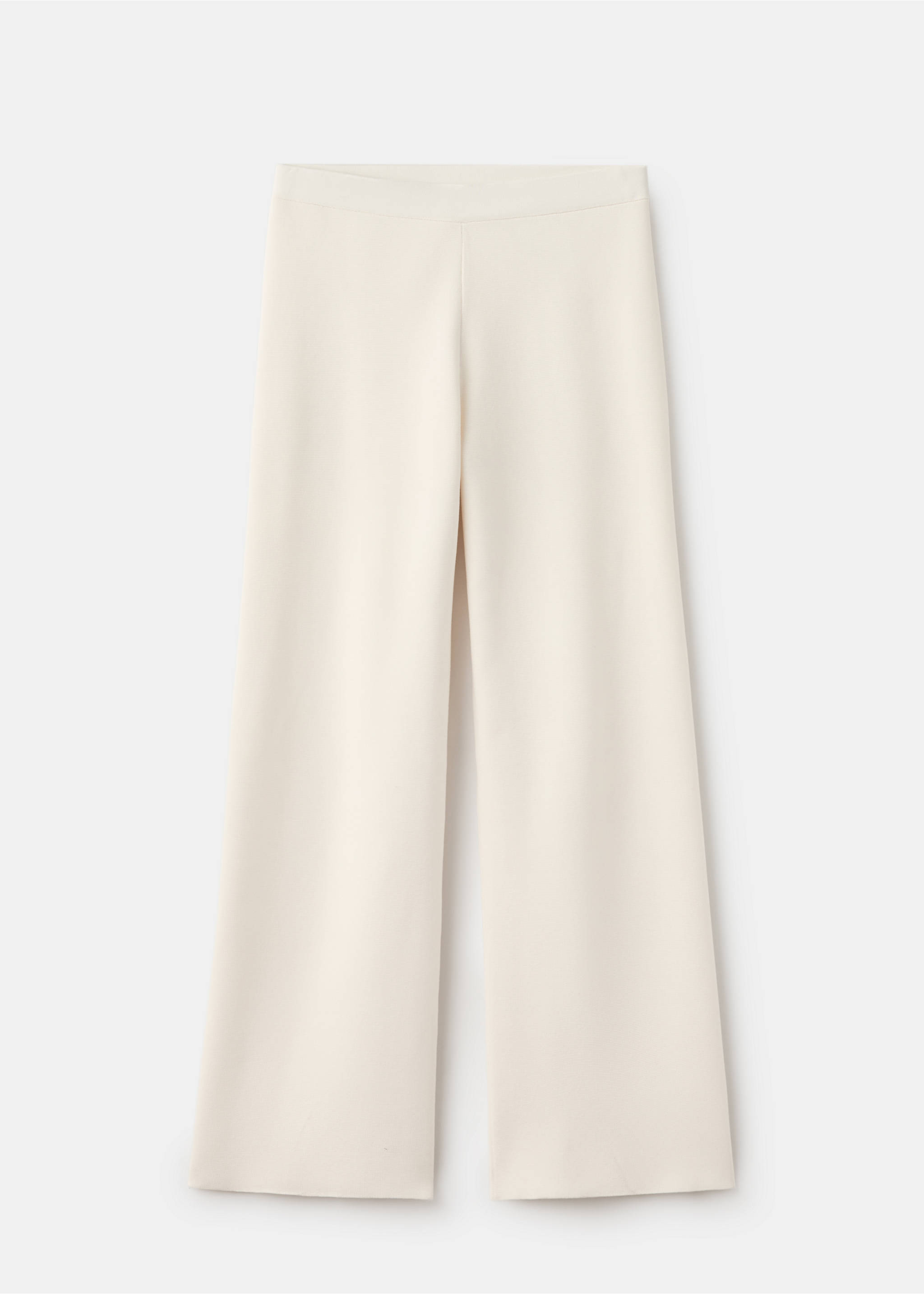 Fine-knit straight-fit trousers - Article without model, Ecru. Ref: 37095878-00.