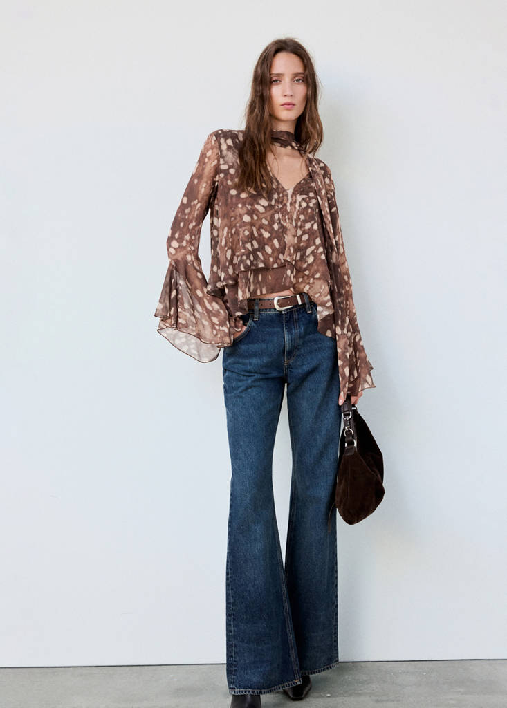 Printed chiffon blouse — Brown