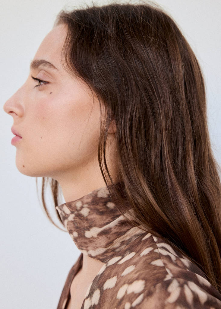 Printed chiffon blouse — Brown