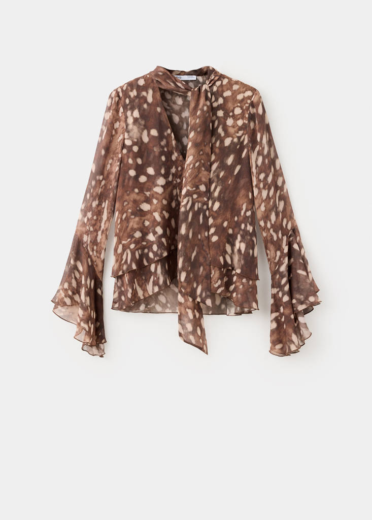 Printed chiffon blouse — Brown