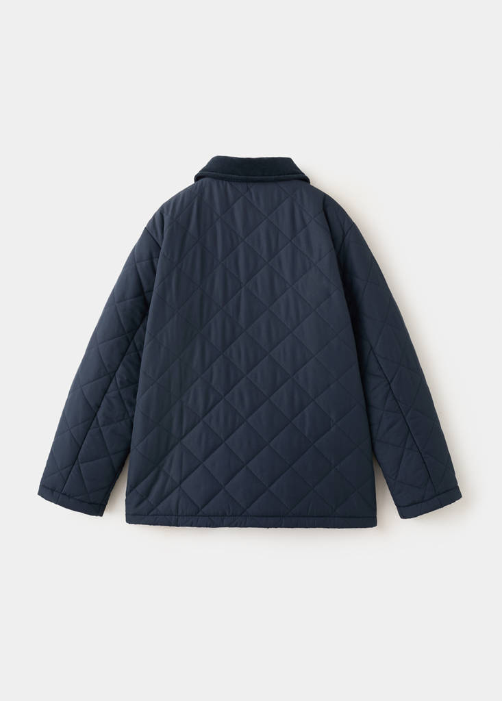 Quilted jacket with corduroy collar — Navy