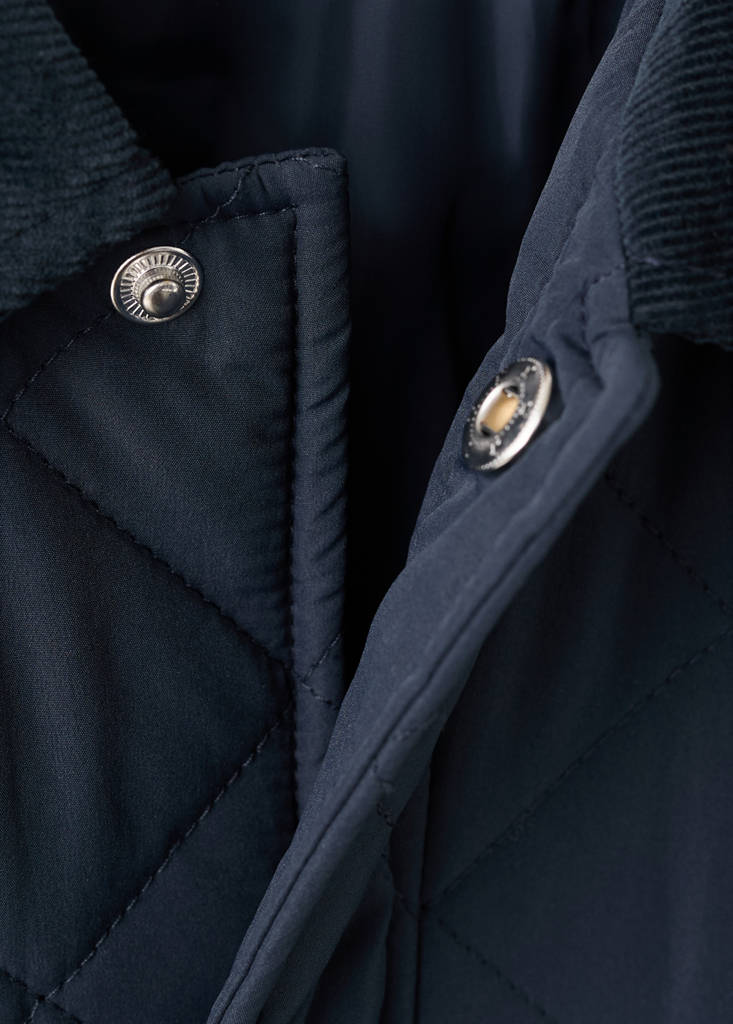 Quilted jacket with corduroy collar — Navy