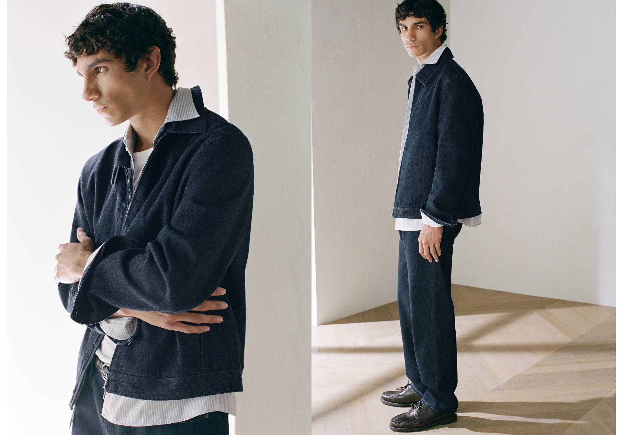 Veste en denim avec fermeture éclair - Plan panoramique