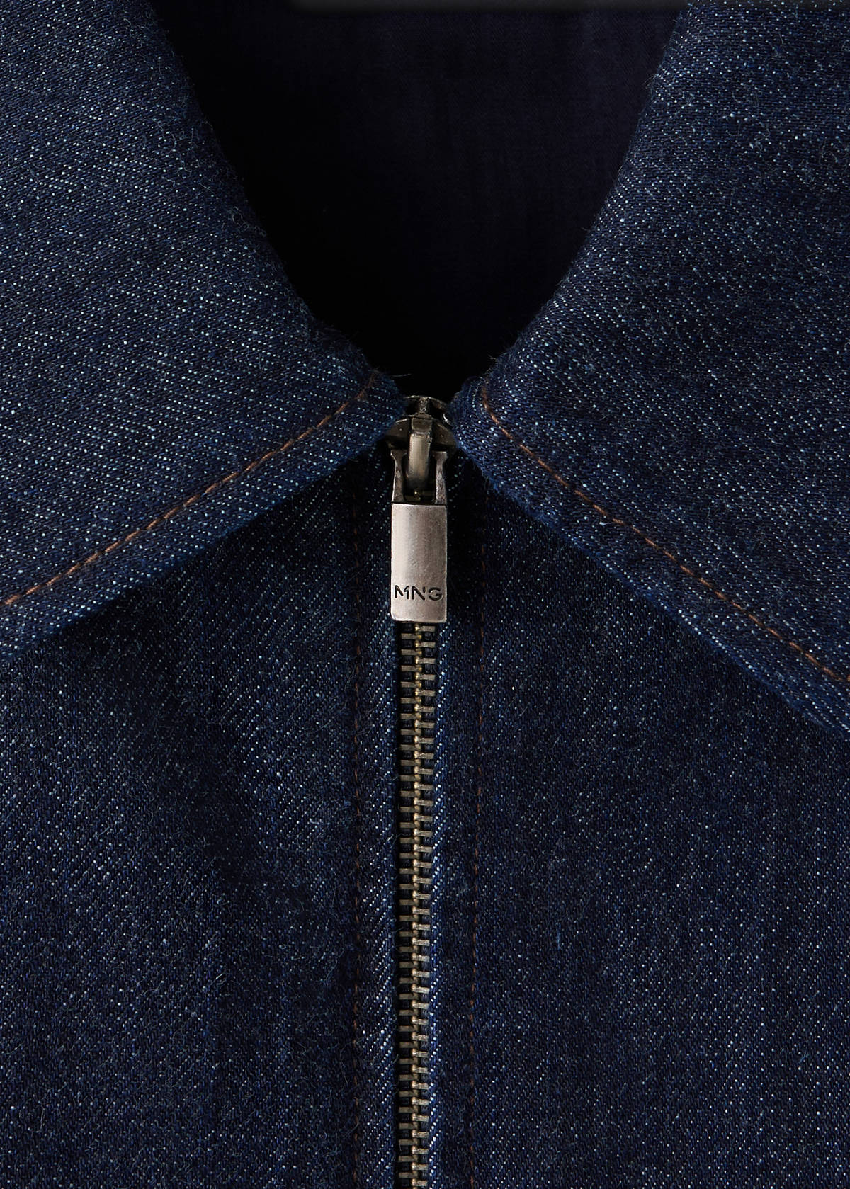 Denim jacket with zipper — Open Blue