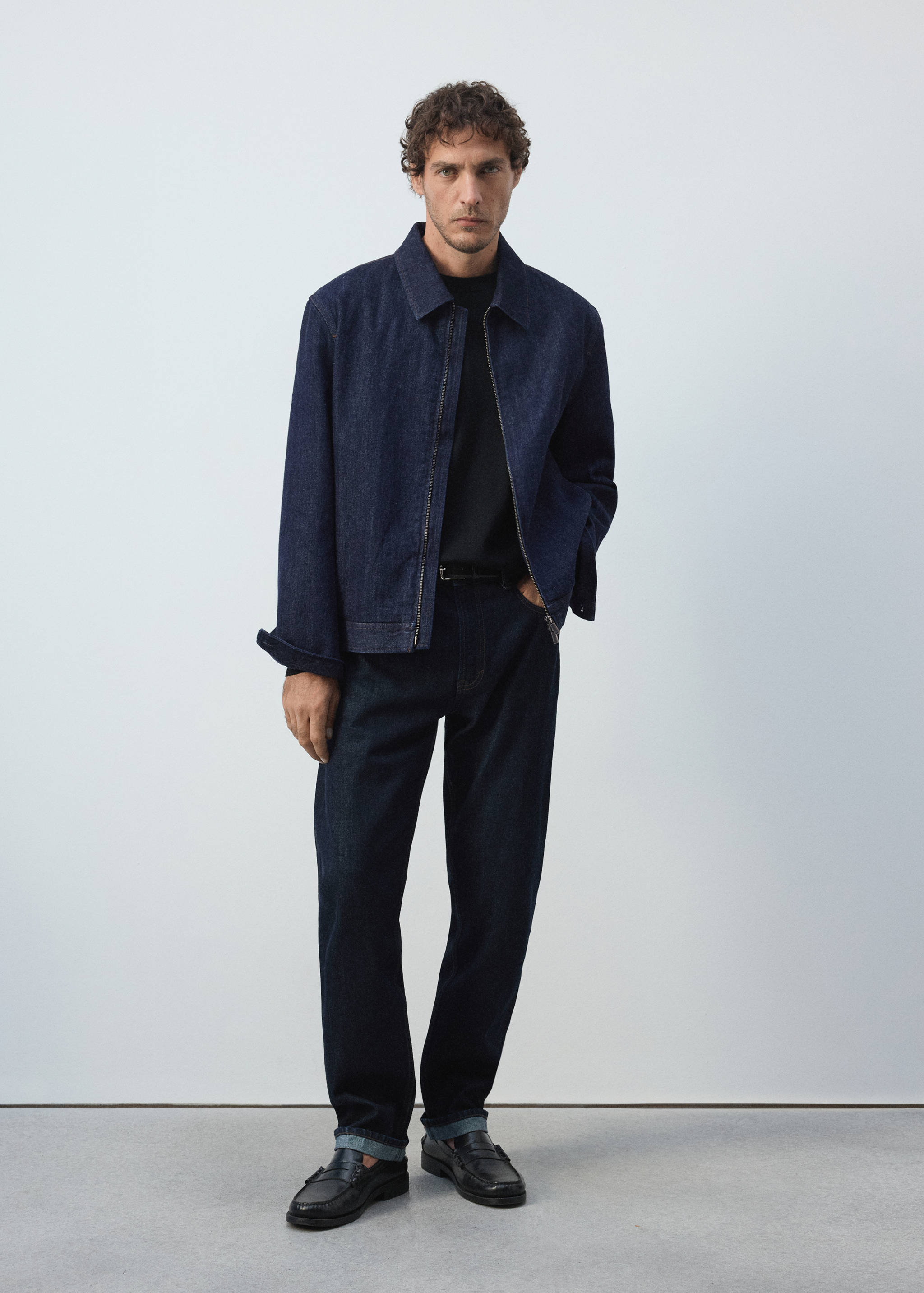Denim jacket with zipper - General plane