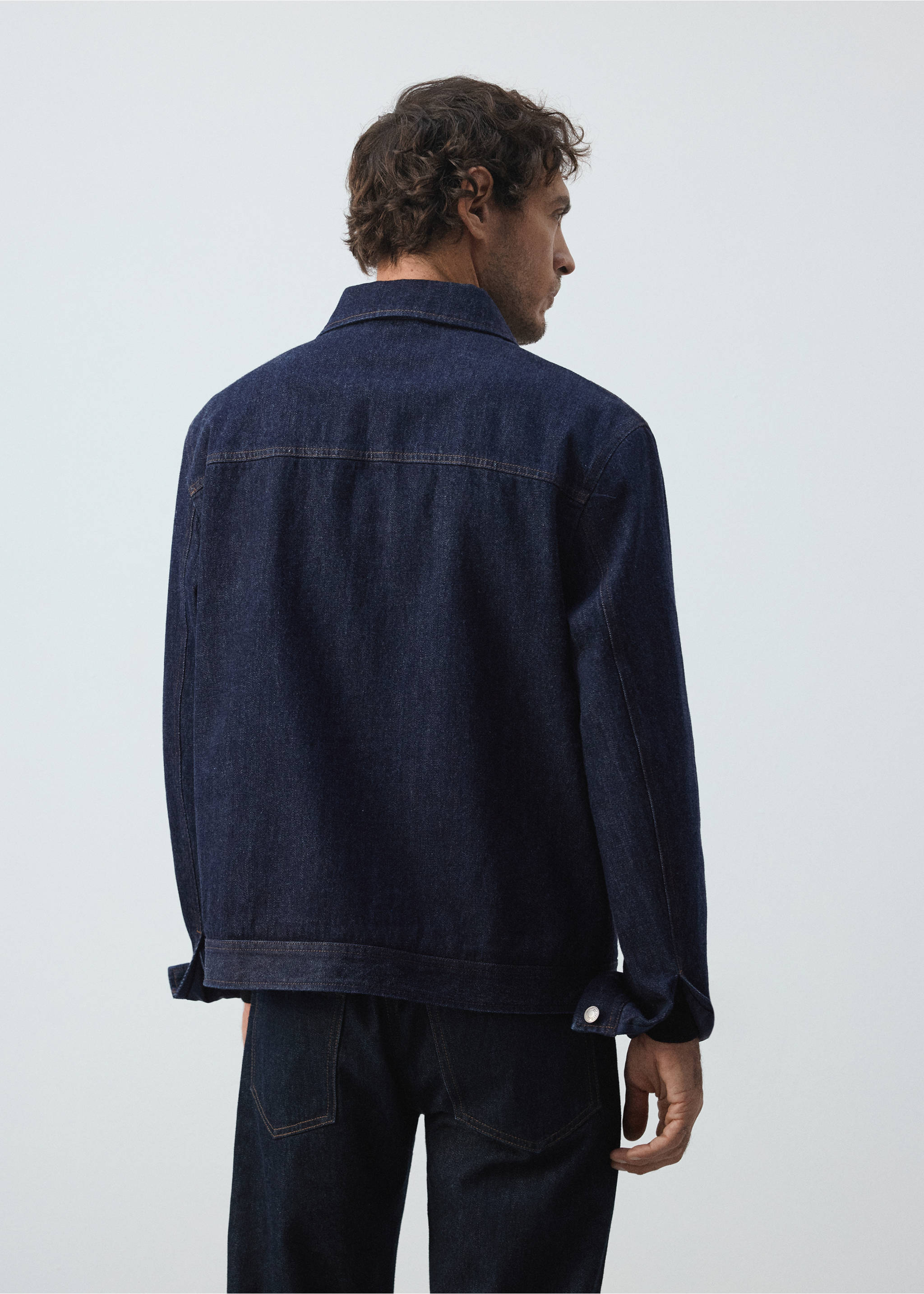 Denim jacket with zipper - Reverse of the article, Open Blue. Ref: 37095973-01.