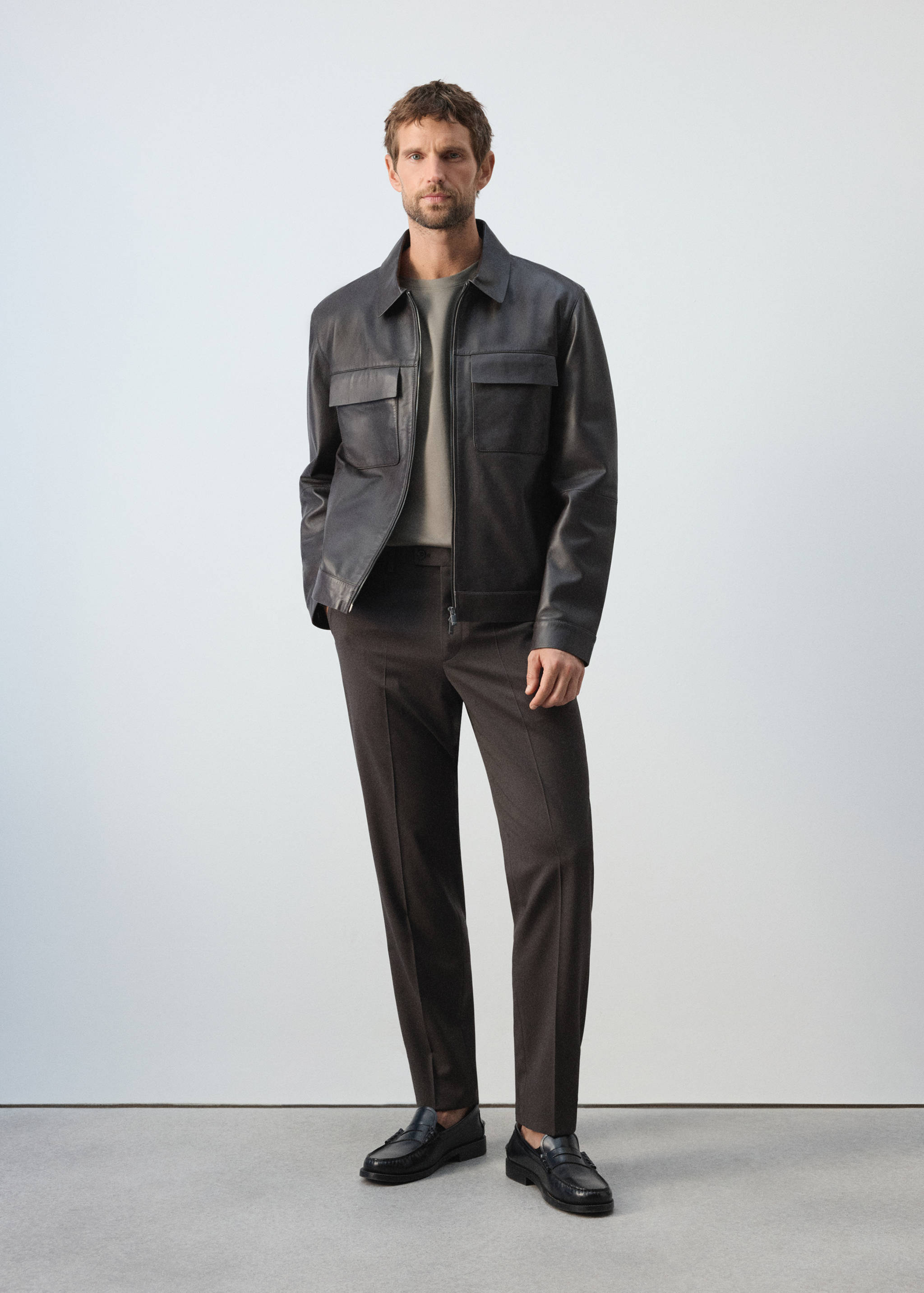 Blouson 100 % cuir poches - Plan général