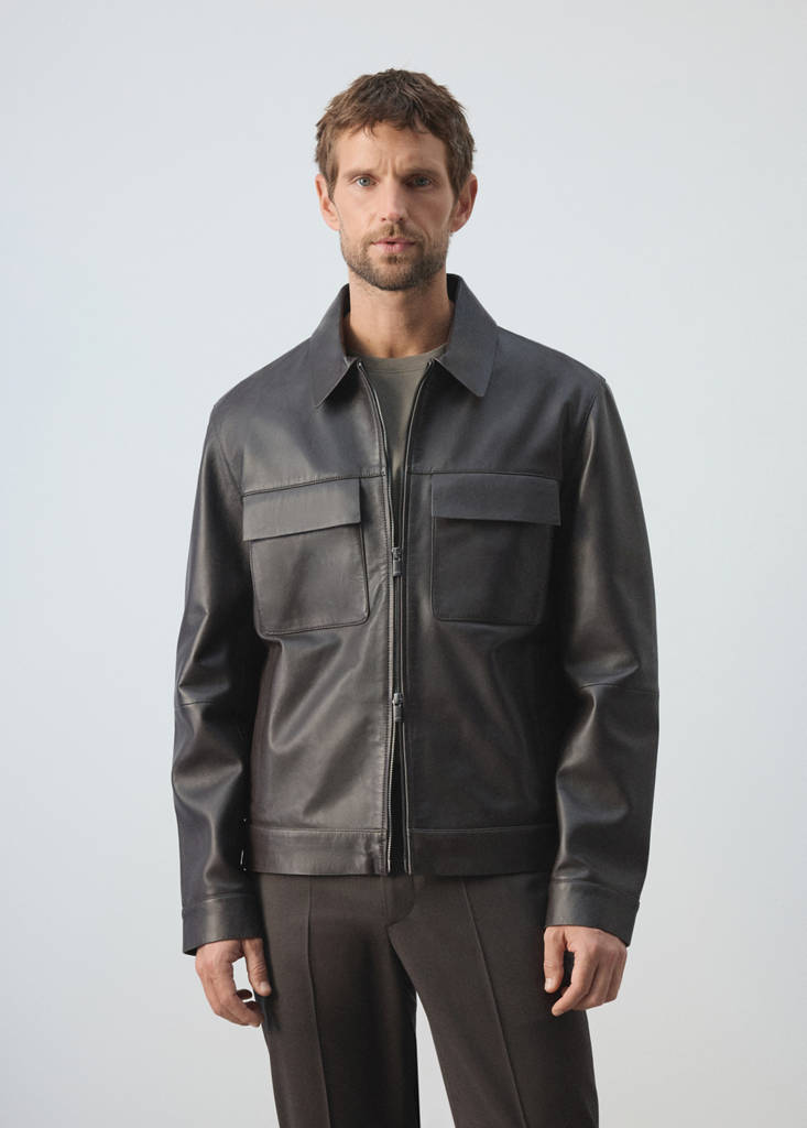 100% leather jacket with pockets - thumbnail 2