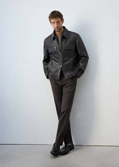 100% leather jacket with pockets — Chocolate 6