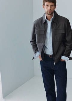 100% leather jacket with pockets — Chocolate 11