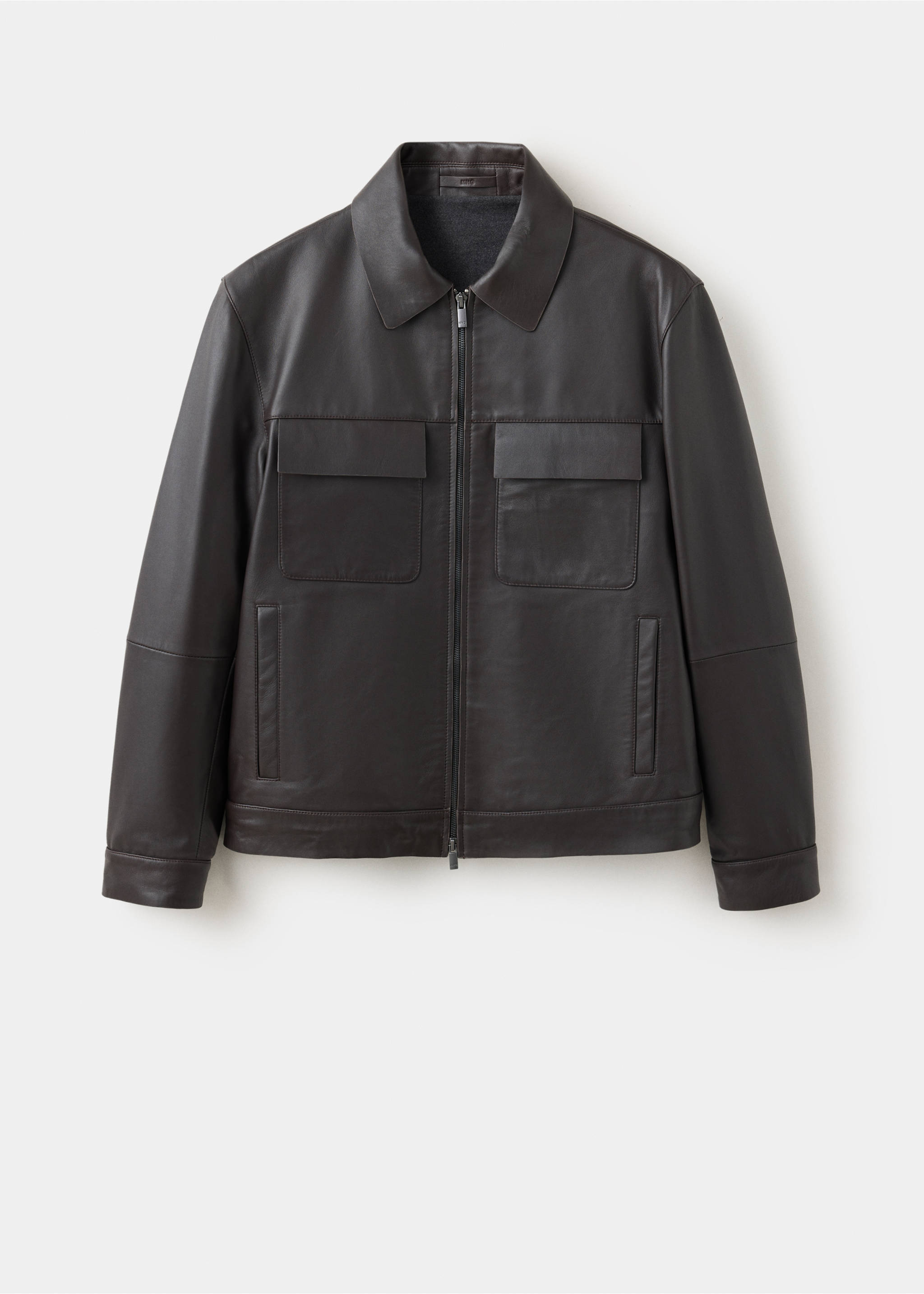 Blouson 100 % cuir poches - Article sans modèle, Chocolat. Ref: 37095974-00.