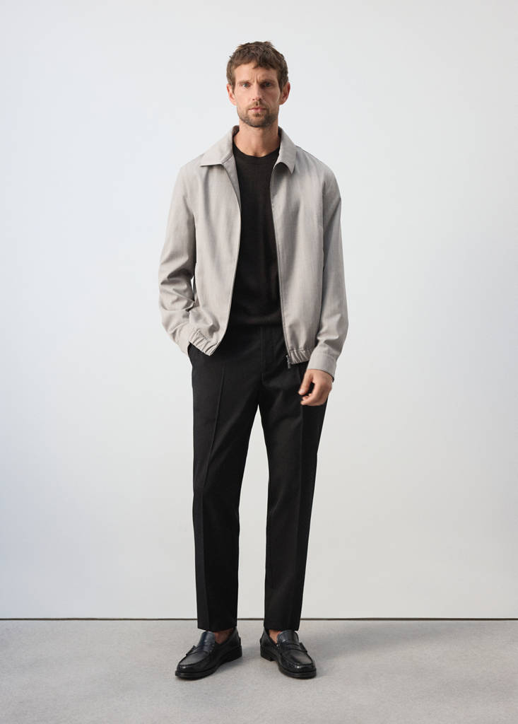 Shirt-collar wool-blend jacket — Light/Pastel Grey