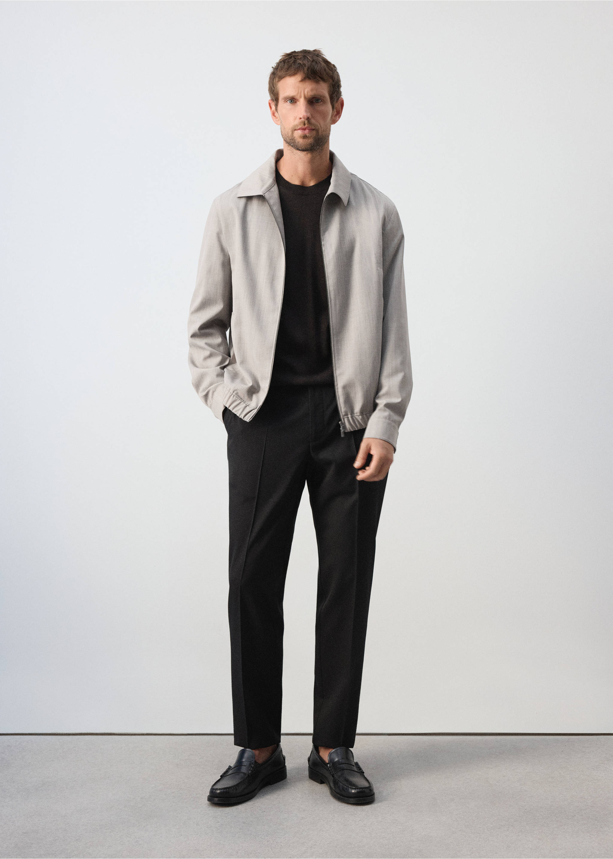 Wool-blend bomber jacket - General plane, Light/Pastel Grey. Ref: 37095975-00.