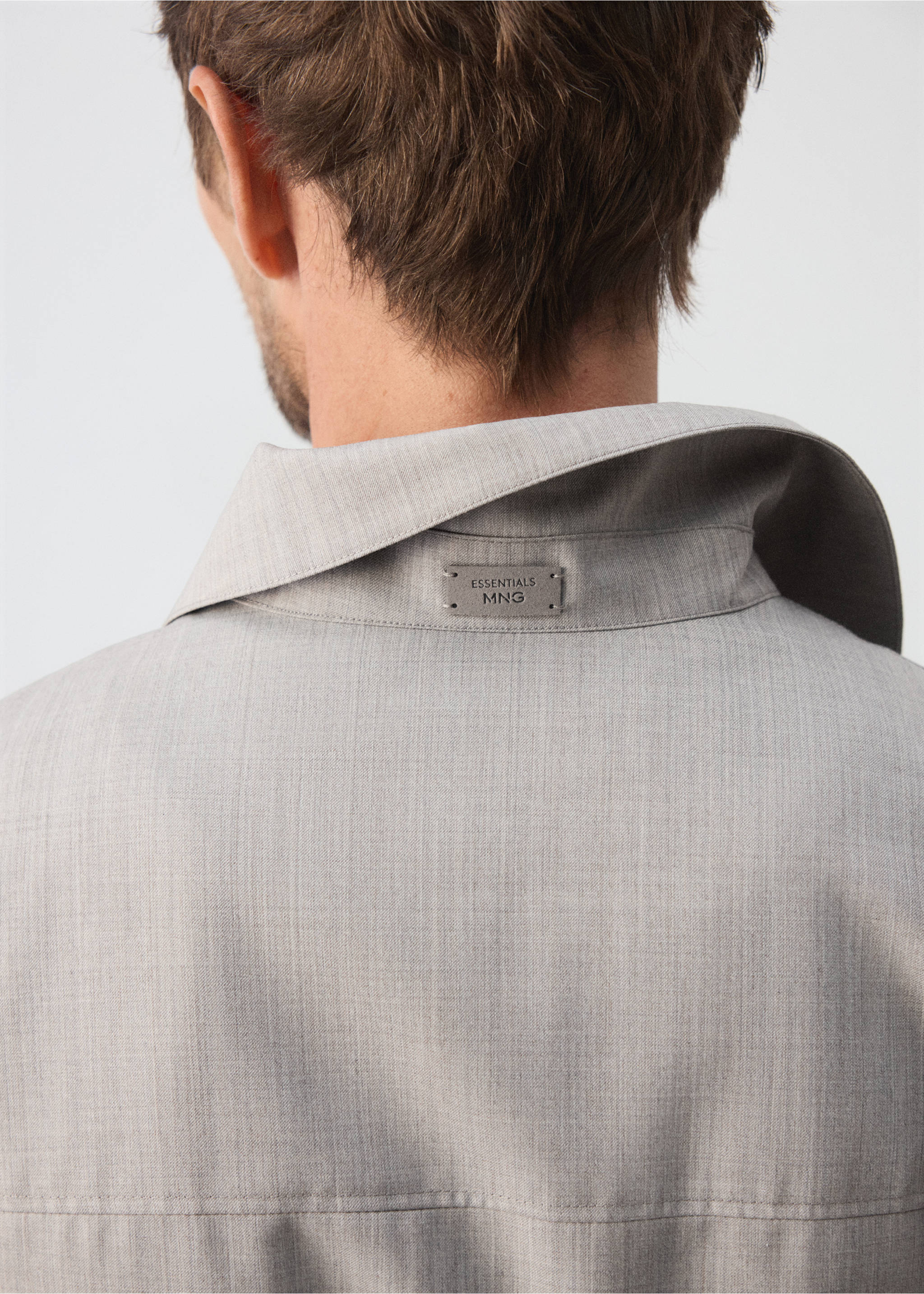 Wool-blend bomber jacket - Details of the article 3, Light/Pastel Grey. Ref: 37095975-00.