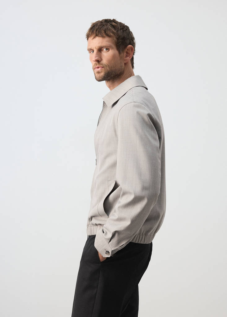 Shirt-collar wool-blend jacket — Light/Pastel Grey