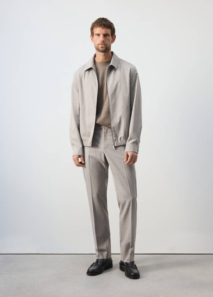 Shirt-collar wool-blend jacket — Light/Pastel Grey