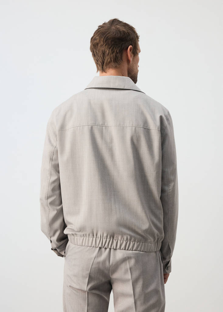 Shirt-collar wool-blend jacket — Light/Pastel Grey