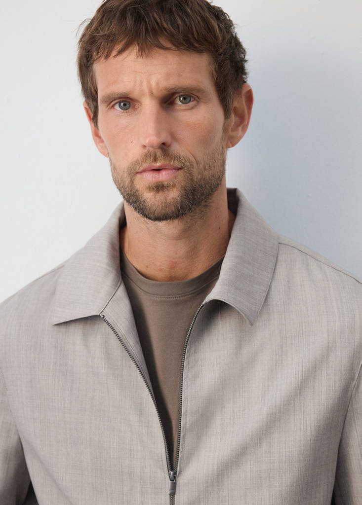 Shirt-collar wool-blend jacket — Light/Pastel Grey