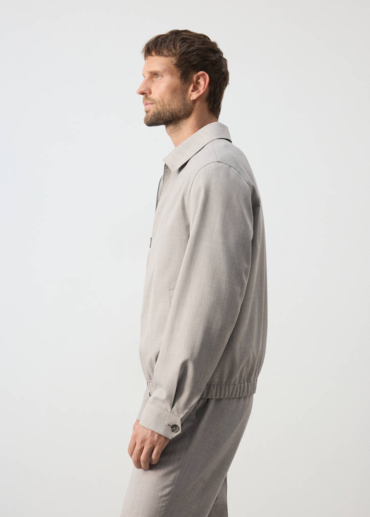 Shirt-collar wool-blend jacket — Light/Pastel Grey