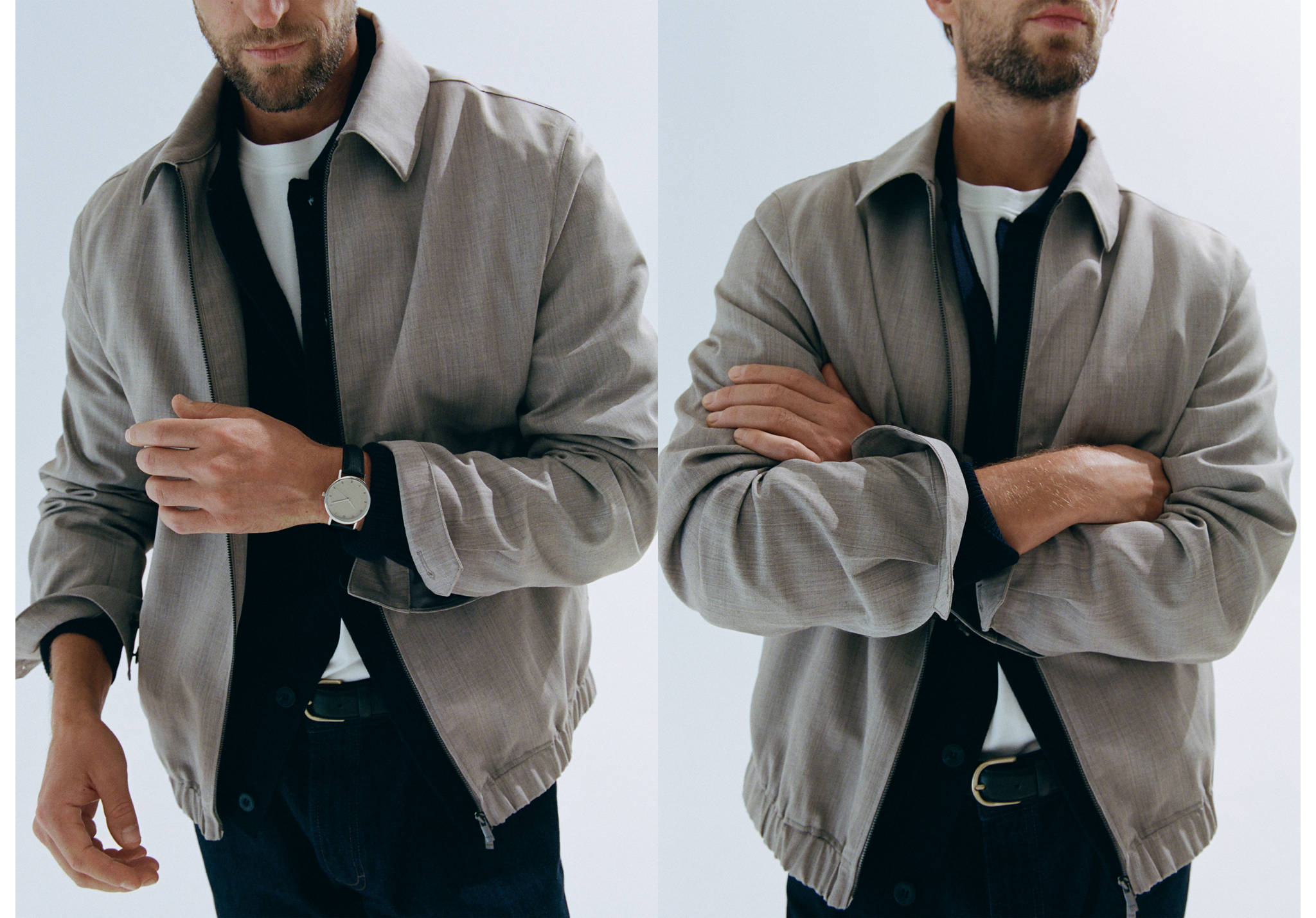 Chaqueta cuello camisero mezcla lana - Plano panorámico
